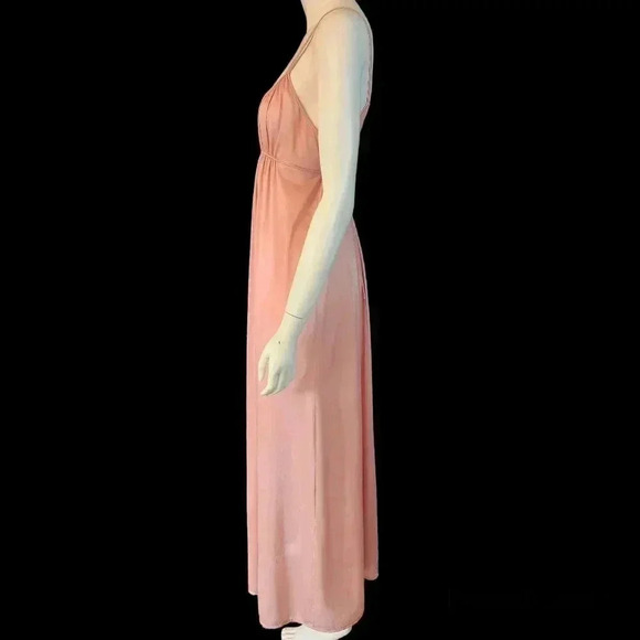 Vintage 70s Blush Pink Empire Waist Slip Nightgown Dress S - Picture 5 of 13